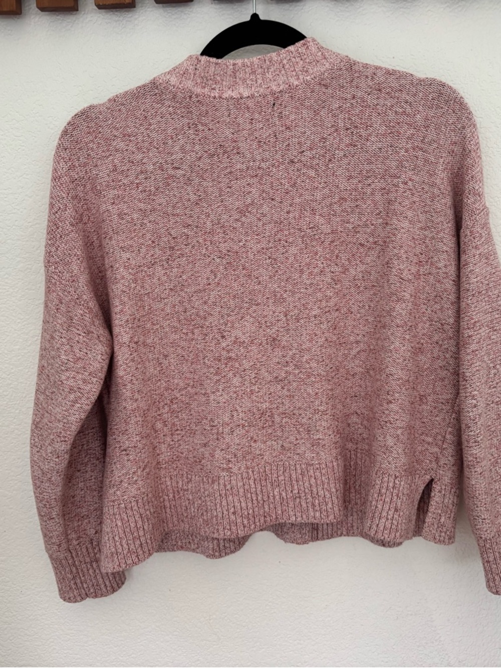 Quince Blush Pink Heathered Button-Front Cropped Cardigan Sweater - Picture 5 of 9